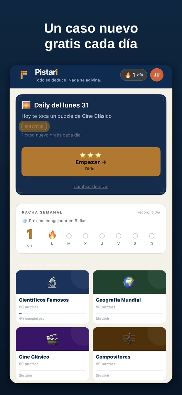 Un caso nuevo gratis cada día