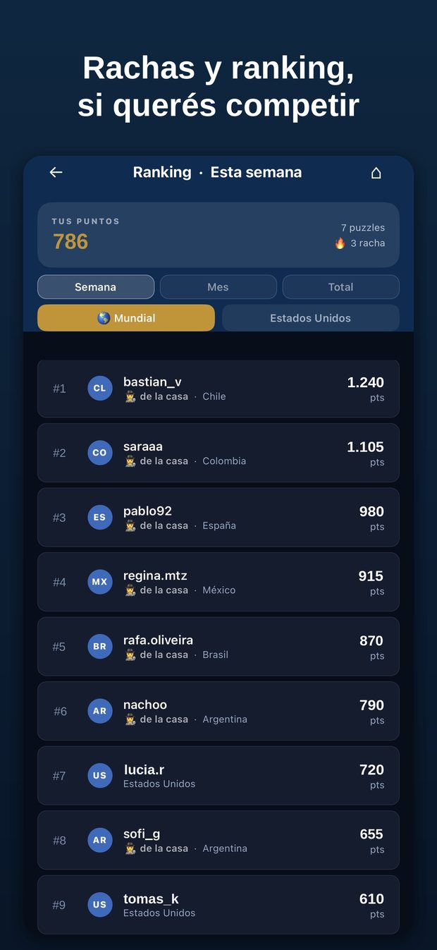 Rachas y ranking, si querés competir