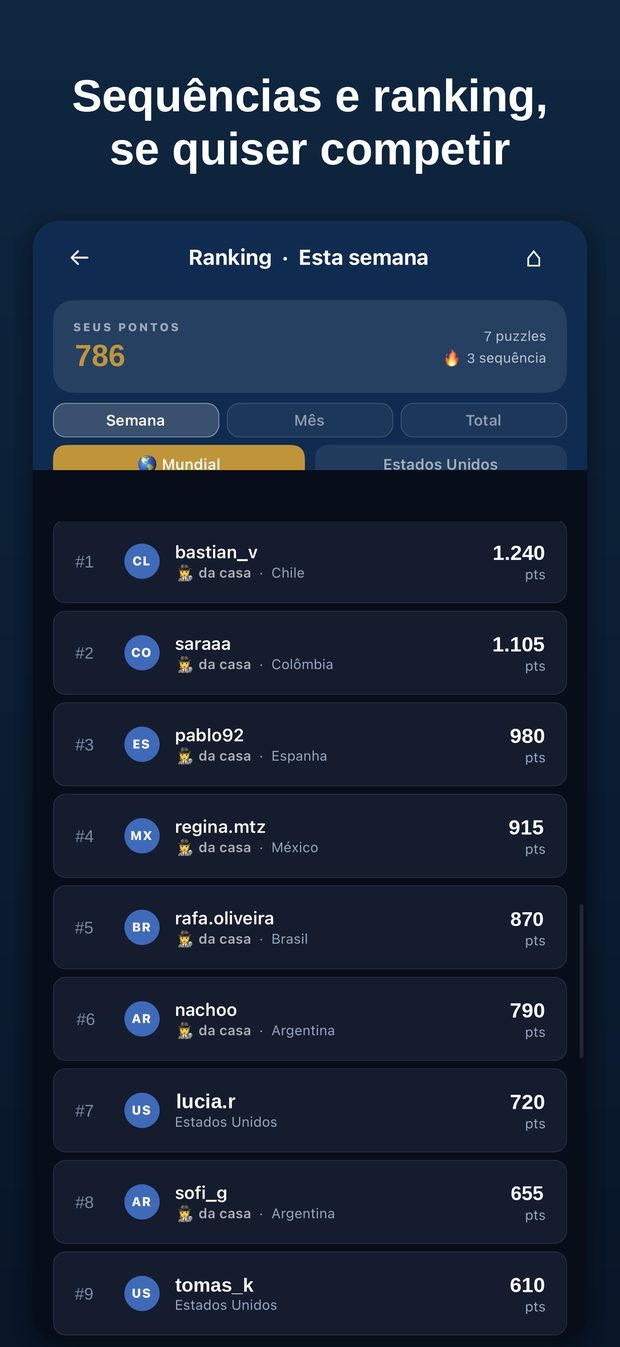 Sequências e ranking, se quiser competir